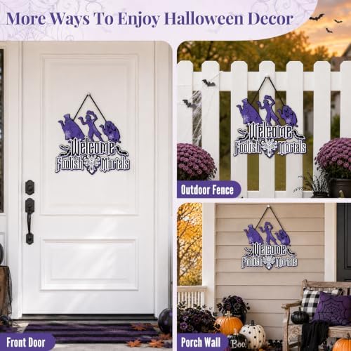 Halloween Welcome Foolish Mortals Signs, Halloween Decorations for Home