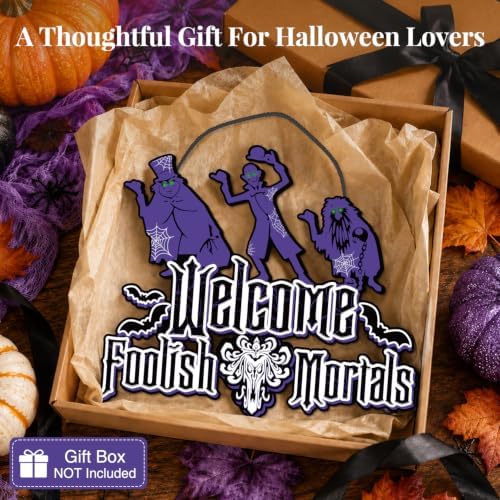 Halloween Welcome Foolish Mortals Signs, Halloween Decorations for Home