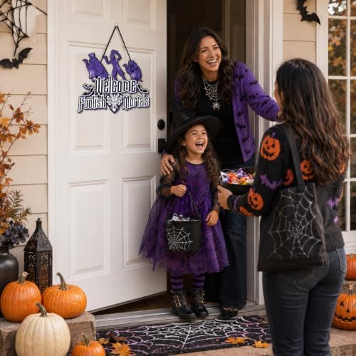 Halloween Welcome Foolish Mortals Signs, Halloween Decorations for Home