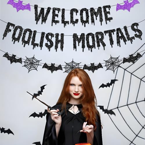 Halloween Banner Welcome Foolish Mortals Banner NO-DIY