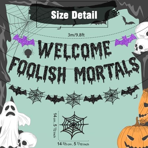 Halloween Banner Welcome Foolish Mortals Banner NO-DIY