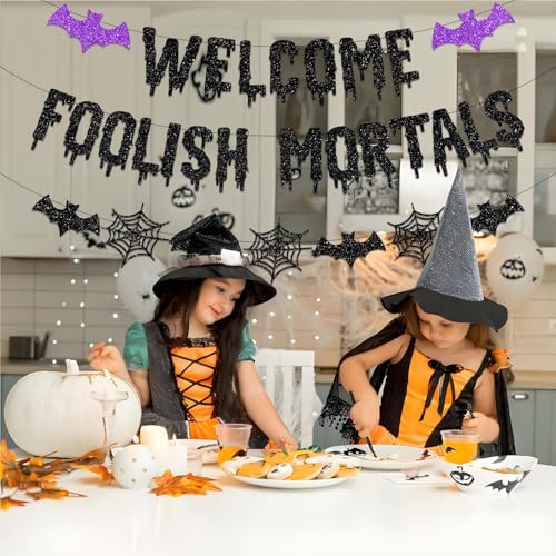 Halloween Banner Welcome Foolish Mortals Banner NO-DIY