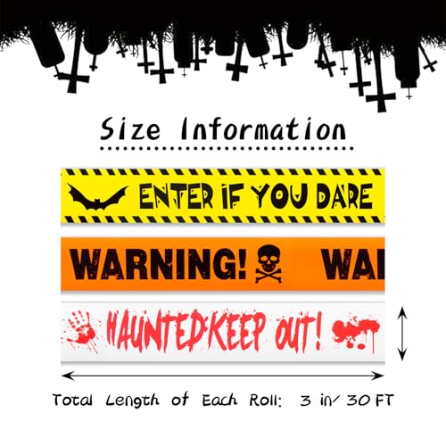 Halloween Decorations, 3inx90ft Caution Tape for Indoor and Outdoor(3 Pcs)
