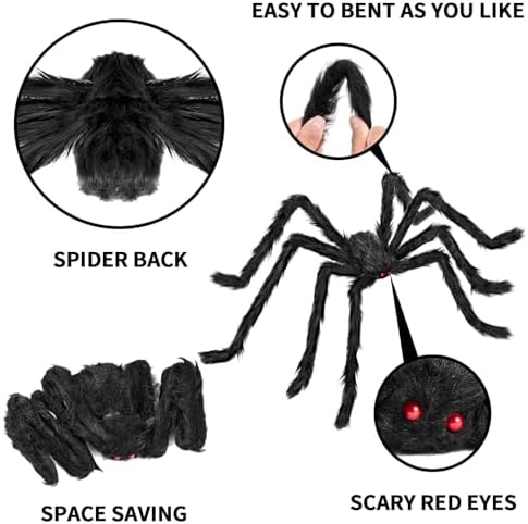 Halloween Decorations Outdoor, 2PCS 79" Scary Giant Spiders, Party Decor.