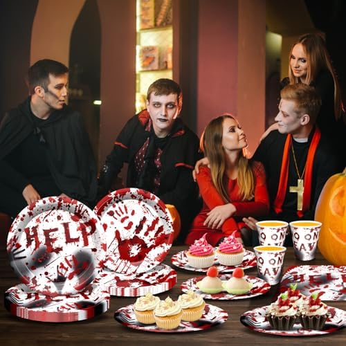 Halloween Bloody Party Plates Supplies Tableware Bloody Plates and Npkins