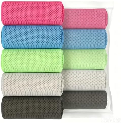 5 Pack Cooling Towels, 40 Inches X 12 Inches, Breathable Soft Chilly Microfiber Towel for Yoga, Sport, Running, Workout, Gym, Camping and Fitness, Multicolor