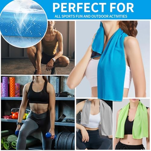 5 Pack Cooling Towels, 40 Inches X 12 Inches, Breathable Soft Chilly Microfiber Towel for Yoga, Sport, Running, Workout, Gym, Camping and Fitness, Multicolor