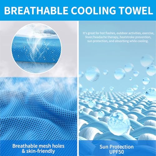 5 Pack Cooling Towels, 40 Inches X 12 Inches, Breathable Soft Chilly Microfiber Towel for Yoga, Sport, Running, Workout, Gym, Camping and Fitness, Multicolor
