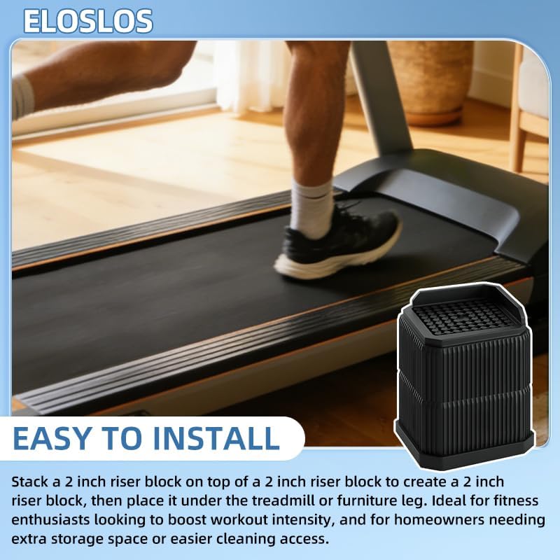 4 Pack Stackable Treadmill Incline Riser Blocks, Height Lift for Leveling & Uphill Training, Heavy Duty Support up to 4000 lbs, for Gym and Home Use