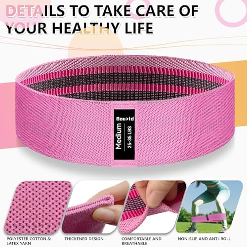 Resistance Bands for Working Out, 4 Levels Exercise Bands for Women & Men, Elastic Workout Band for Physical Therapy, Fabric Booty Band for Gym, Yoga, Pilates, Leg Training
