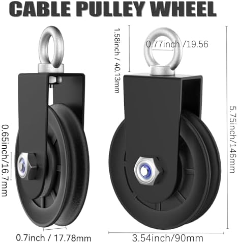 Silent Gym Cable Pulley Wheel for Home DIY Gym Pulley System, Upgraded Heavy-Duty Bracket, 3.54 in/90 mm Gym Pulley for Maximum 660LBS Load, Compatible with LAT Pulldown& Cable Exercises