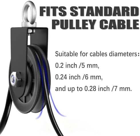 Silent Gym Cable Pulley Wheel for Home DIY Gym Pulley System, Upgraded Heavy-Duty Bracket, 3.54 in/90 mm Gym Pulley for Maximum 660LBS Load, Compatible with LAT Pulldown& Cable Exercises