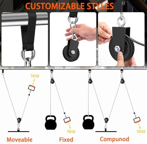 Silent Gym Cable Pulley Wheel for Home DIY Gym Pulley System, Upgraded Heavy-Duty Bracket, 3.54 in/90 mm Gym Pulley for Maximum 660LBS Load, Compatible with LAT Pulldown& Cable Exercises