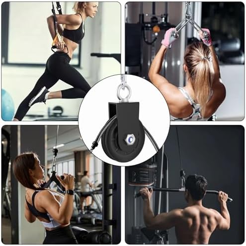 Silent Gym Cable Pulley Wheel for Home DIY Gym Pulley System, Upgraded Heavy-Duty Bracket, 3.54 in/90 mm Gym Pulley for Maximum 660LBS Load, Compatible with LAT Pulldown& Cable Exercises