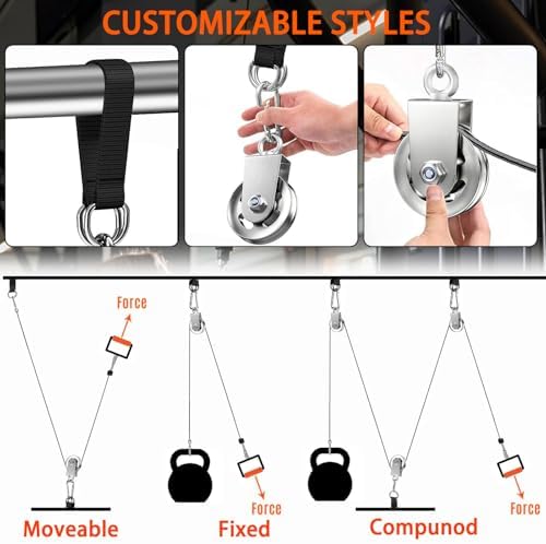 Silent Gym Cable Pulley Wheel for Home DIY Gym Pulley System, Upgraded Heavy-Duty Bracket, 3.54 in/90 mm Gym Pulley for Maximum 660LBS Load, Compatible with LAT Pulldown& Cable Exercises