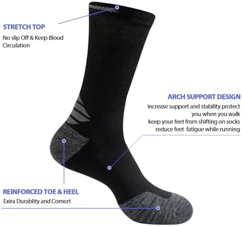 5/10 Pairs Mens Lightweight Long Cushion Work Socks Casual Breathable Crew Athletic Socks for Workout Sports