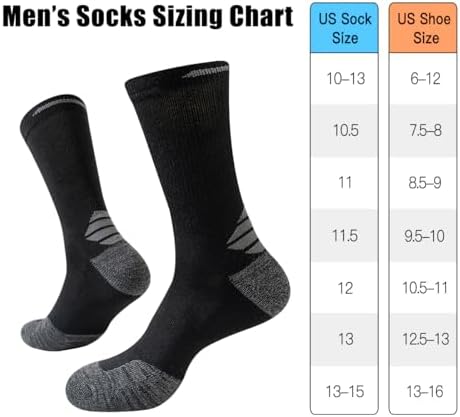 5/10 Pairs Mens Lightweight Long Cushion Work Socks Casual Breathable Crew Athletic Socks for Workout Sports