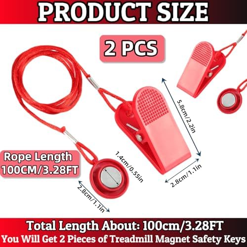 2pcs Universal Treadmill Magnetic Safety Key Replacement Magnetic Safety Switch Clip Emergency Machine Stop Accessories Universal Treadmill Emergency Stop Magnet for Most Treadmills Running Machines