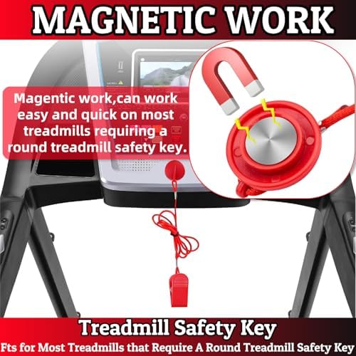 2pcs Universal Treadmill Magnetic Safety Key Replacement Magnetic Safety Switch Clip Emergency Machine Stop Accessories Universal Treadmill Emergency Stop Magnet for Most Treadmills Running Machines