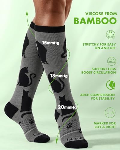 Bamboo Viscose Compression Socks for Women | 2 Pairs, 15-20 mmHg Graduated Support, Breathable Knee High, Arch Support, Nurse, Travel, Pregnancy, Daily Wear