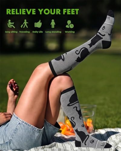 Bamboo Viscose Compression Socks for Women | 2 Pairs, 15-20 mmHg Graduated Support, Breathable Knee High, Arch Support, Nurse, Travel, Pregnancy, Daily Wear