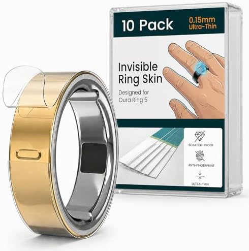 10 Pack Ultra-Thin Clear Skin Cover for Oura Ring Gen 5, Invisible Transparent Anti-Scratch Protector Smart Rings Accessories Protective Film for Oura Ring 5 (Clear, Size 8)
