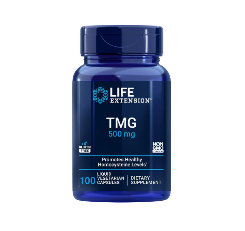 Life Extension TMG 500mg, 100 Liquid Veg Caps - Trimethylglycine (Glycine Betaine) Supplement - Gluten Free, Non-GMO, Vegetarian