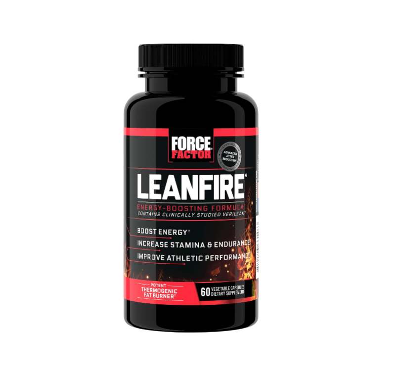 LeanFire Pre Workout Energy Pills with Green Tea Extract and Caffeine to Increase Energy, Build Lean Muscle, Black, 60 Count (Pack of 1), Package May Vary