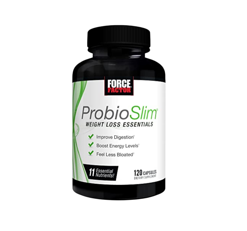 ProbioSlim Weight Loss Essentials Complete Daily Digestive Health and Weight Loss Probiotic Supplement for Women and Men with Electrolytes and Green Tea Extract, 120 Capsules