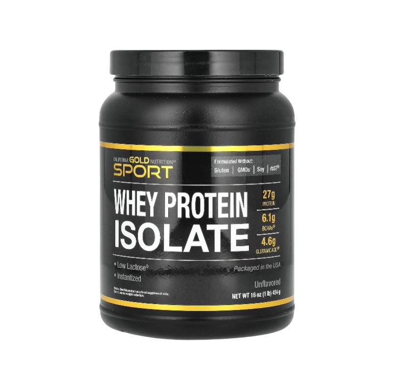 California Gold Nutrition Sport, Whey Protein Isolate, Unflavored, 1 lb (454 g)