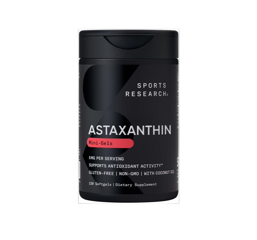 Sports Research Triple Strength Astaxanthin Supplement (6mg) with Organic Coconut Oil for Antioxidant Activity, Skin & Eye Health Support - Non-GMO Verified & Gluten Free - 120 Softgels