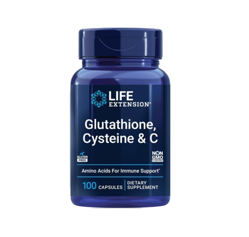 Life Extension Glutathione, Cysteine & C, 500 mg of Vitamin C, Powerful antioxidant Supplement to Support Liver Health, Gluten-Free, Non-GMO, 100 Capsules