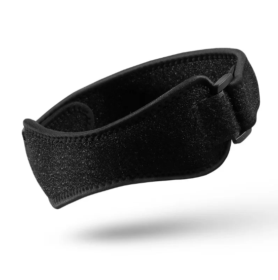 Red Silicone Patellar Tendon Support Strap, Adjustable Non-Slip Patella Band Stabilizer Knee Brace for Jumpers Knee, Tendonitis, Basketball, Volleyball, Squats, Black