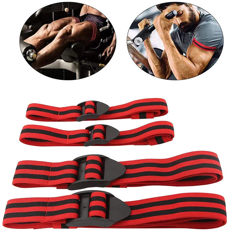 PRO 4-Pack Bundle Blood Flow Restriction Bands for Arms and Legs - Occlusion Training Bands Help You Gain Muscle Without Heavy Weight Lifting, Strong Elastic Strap + Quick-Release