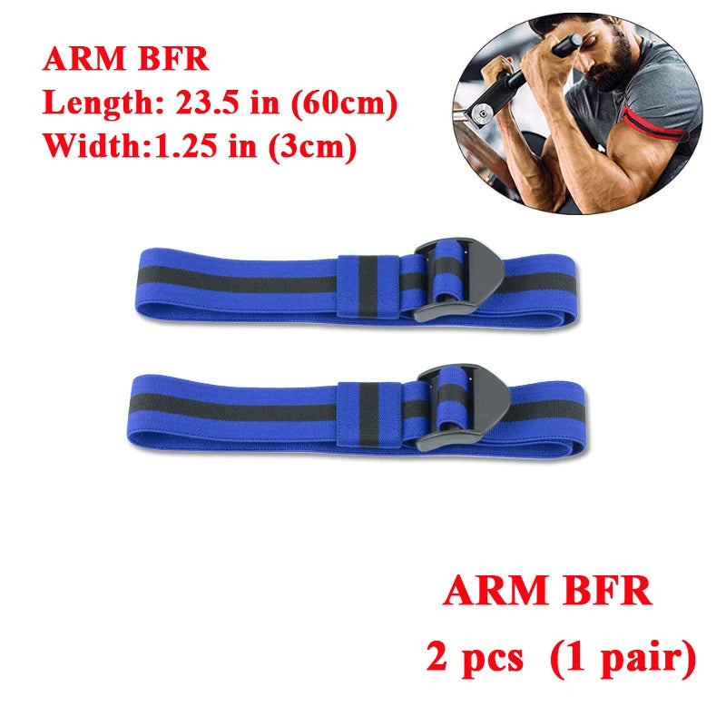 Blue PRO 4-Pack Bundle Blood Flow Restriction Bands for Arms and Legs - Occlusion Training Bands Help You Gain Muscle Without Heavy Weight Lifting, Strong Elastic Strap + Quick-Release