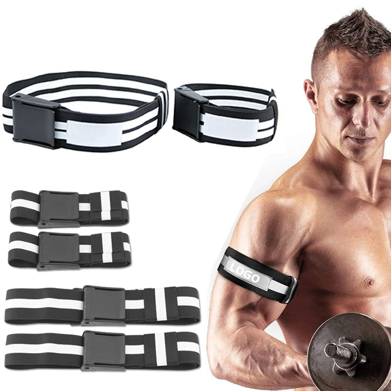 PRO 4-Pack Bundle Blood Flow Restriction Bands for Arms and Legs - Occlusion Training Bands Help You Gain Muscle Without Heavy Weight Lifting, Strong Elastic Strap + Quick-Release
