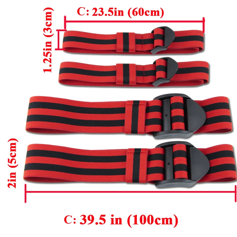 PRO 4-Pack Bundle Blood Flow Restriction Bands for Arms and Legs - Occlusion Training Bands Help You Gain Muscle Without Heavy Weight Lifting, Strong Elastic Strap + Quick-Release