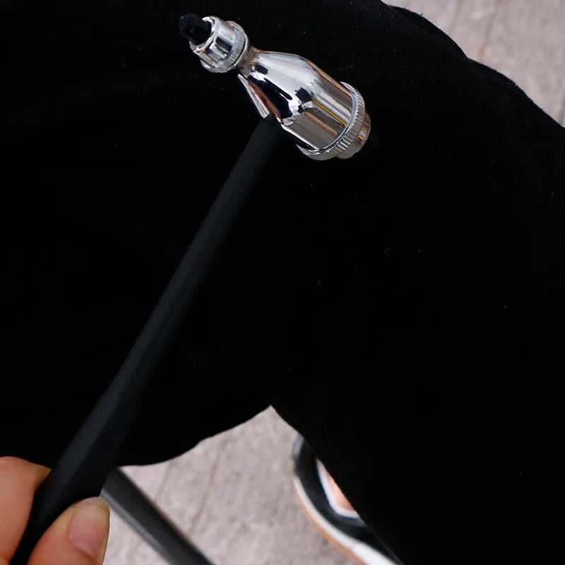 Neurological Reflex Hammer - Buck Pin-Needle and Brush - German Style - Textured Grip - Silver & Black