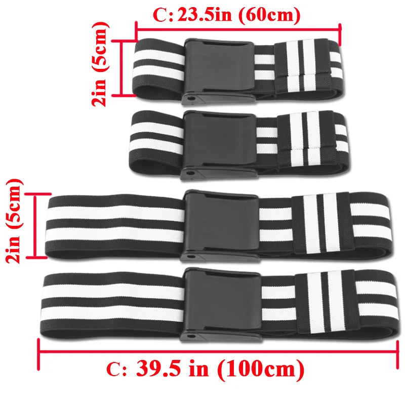PRO 4-Pack Bundle Blood Flow Restriction Bands for Arms and Legs - Occlusion Training Bands Help You Gain Muscle Without Heavy Weight Lifting, Strong Elastic Strap + Quick-Release
