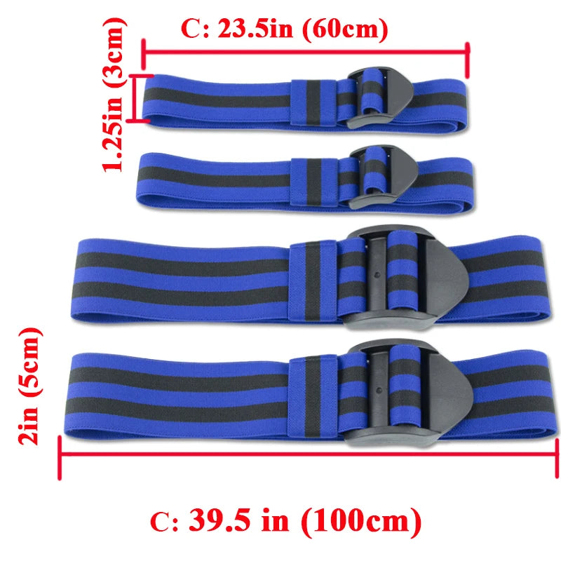 PRO 4-Pack Bundle Blood Flow Restriction Bands for Arms and Legs - Occlusion Training Bands Help You Gain Muscle Without Heavy Weight Lifting, Strong Elastic Strap + Quick-Release