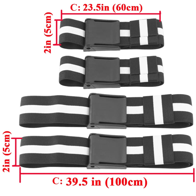 PRO 4-Pack Bundle Blood Flow Restriction Bands for Arms and Legs - Occlusion Training Bands Help You Gain Muscle Without Heavy Weight Lifting, Strong Elastic Strap + Quick-Release