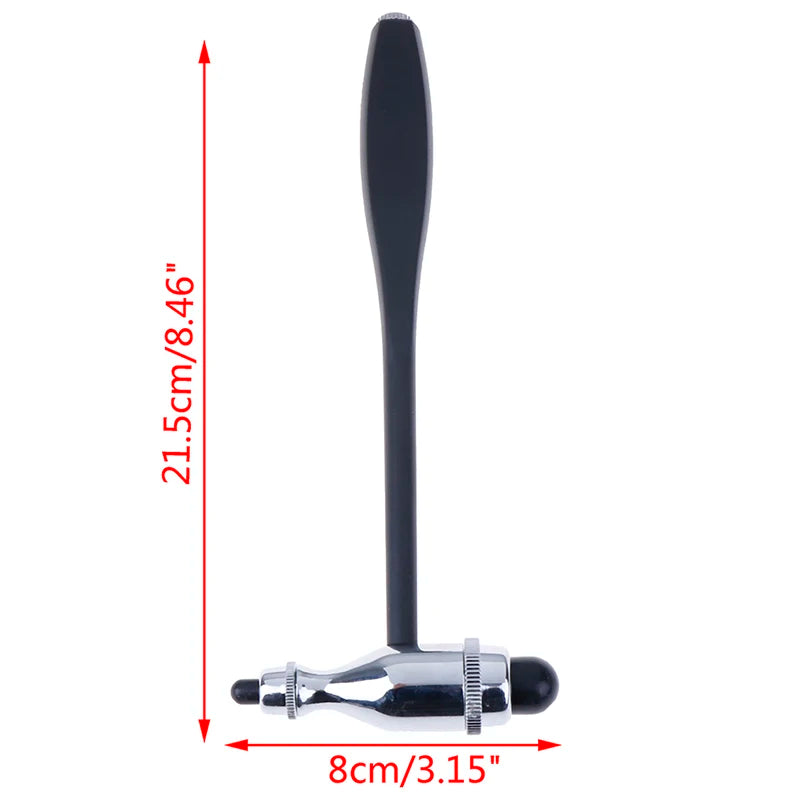 Neurological Reflex Hammer - Buck Pin-Needle and Brush - German Style - Textured Grip - Silver & Black