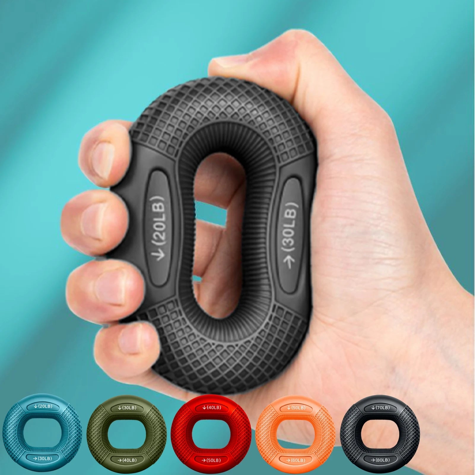 Hand Grip Strengthener, Grip Strength Trainer, Fingers Exerciser - Silicone Rings for Muscle Training Sports Rock Climbing Finger Rehabilitation Training,Hand & Wrist Muscles Trainer Stress Relief,5 Resistance Levels