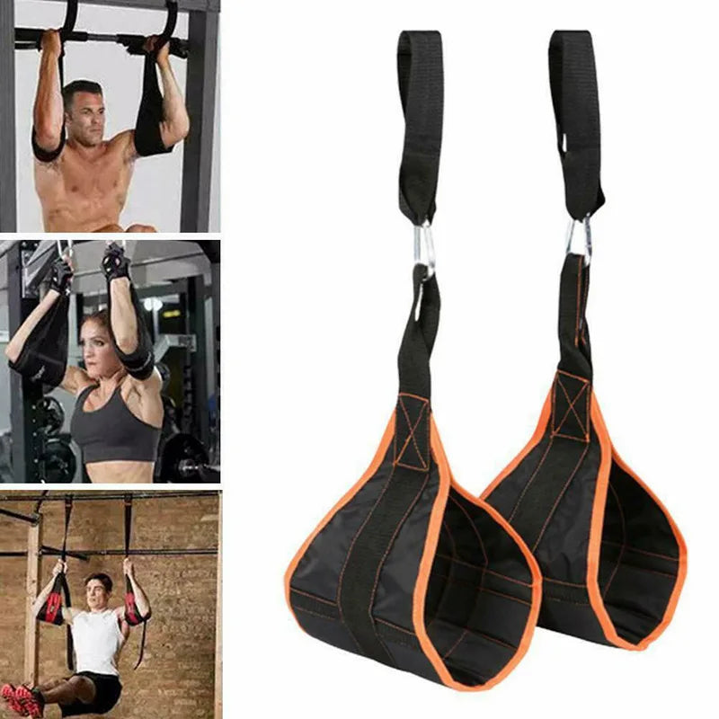 Hanging Ab Straps for Pull Up Bar & Core Strength Training - Soft Padded Exercise Straps for Ab Swing & Leg Raises, Hang Bar Strap with 2 Steel Carabiners - Abs Equipment for Home & Gym