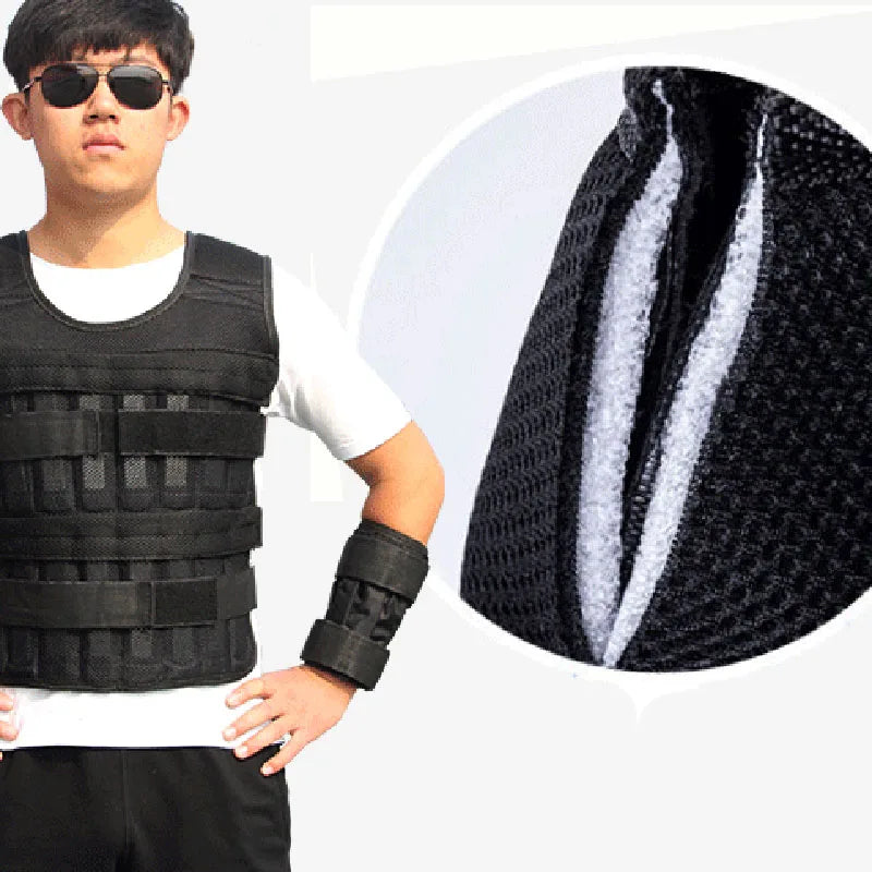 20kg Weighted Vest Adjustable Loading Weight Jacket Exercise Weightloading Gym Equipment Boxing Training Waistcoat （Only vest）