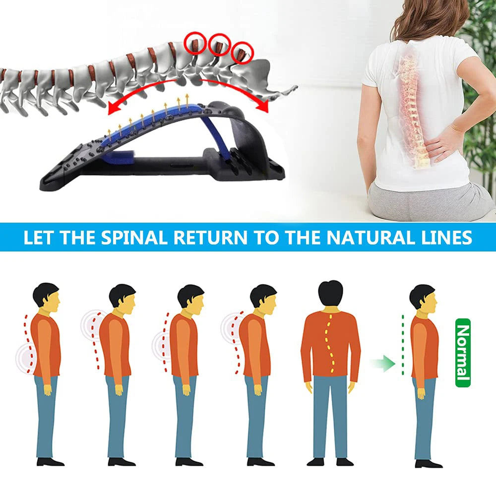 Back Stretcher for Lower Back Pain Relief,Adjustable Lumbar Traction Device, Ergonomic Spine Board with Acupressure Points,Back Massager for Spinal Decompression and Scoliosis