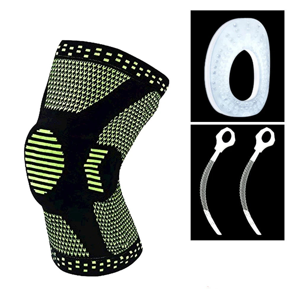 1pc Green Adjustable Knee Sleeve with side stabilizers - Knee Compression Sleeve for Men & Women, Knee Brace for Meniscus Tear, Arthritis Pain, Running, Sports & Injury Recovery Knee Support