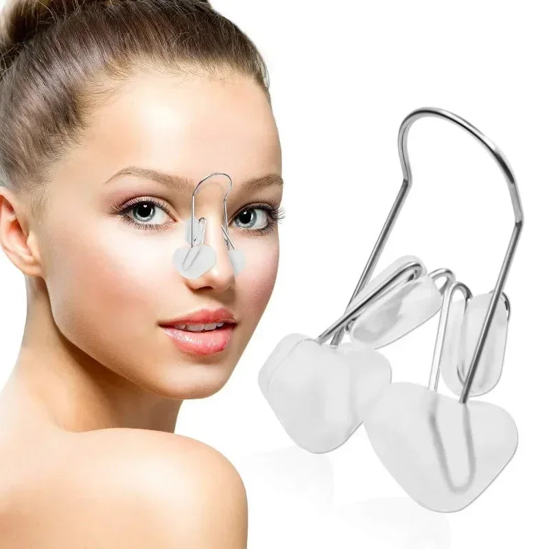 Frienda 4 Pieces Nose Shaper Slimmer Lifting Clips Straightener Safety Silicone Bridge Shaper Beauty Tool Kit Set for Women Wide Nose