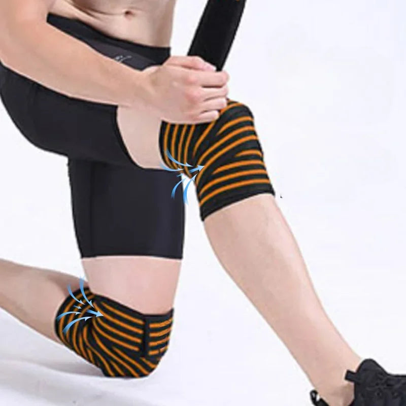 Sports Knee Wraps (Pair) Weight Lifting, Gym Workout, Cross Training WODs,Fitness & Powerlifting - Knee Straps Squats - Compression & Elastic Support