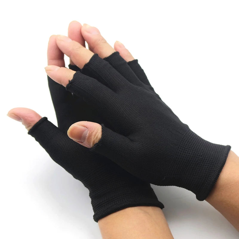1Pair Outdoor Cycling Fishing Black Half Fingerless Men's and Women's Wool Knitted Cotton Gloves Winter Warm Sports Gloves